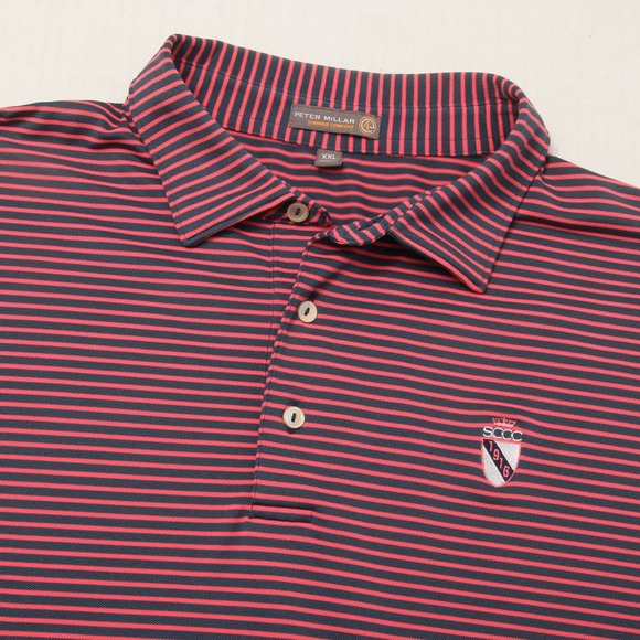 Peter Millar Other - Peter Millar Summer Comfort Polo Shirt Mens XXL Red Navy Striped St Clair CC